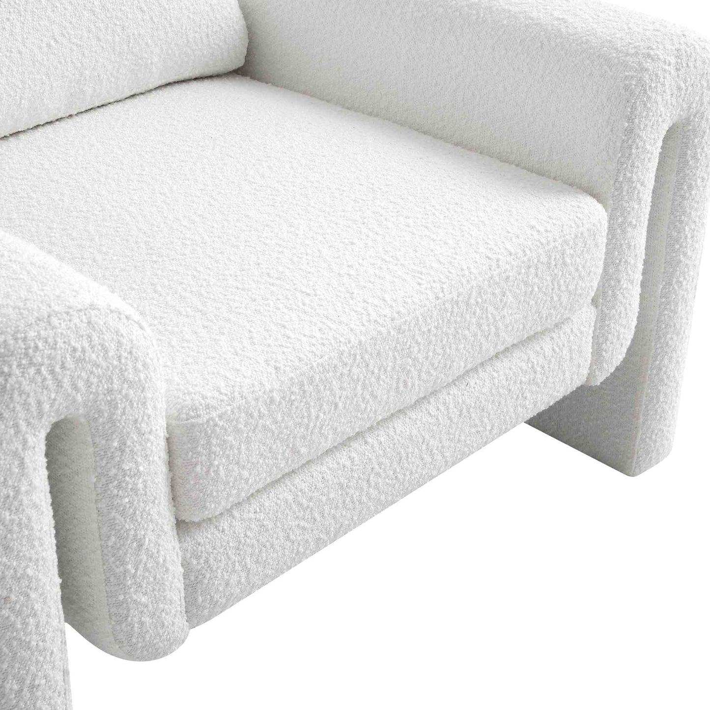 Hampstead White Boucle Curved Armchair