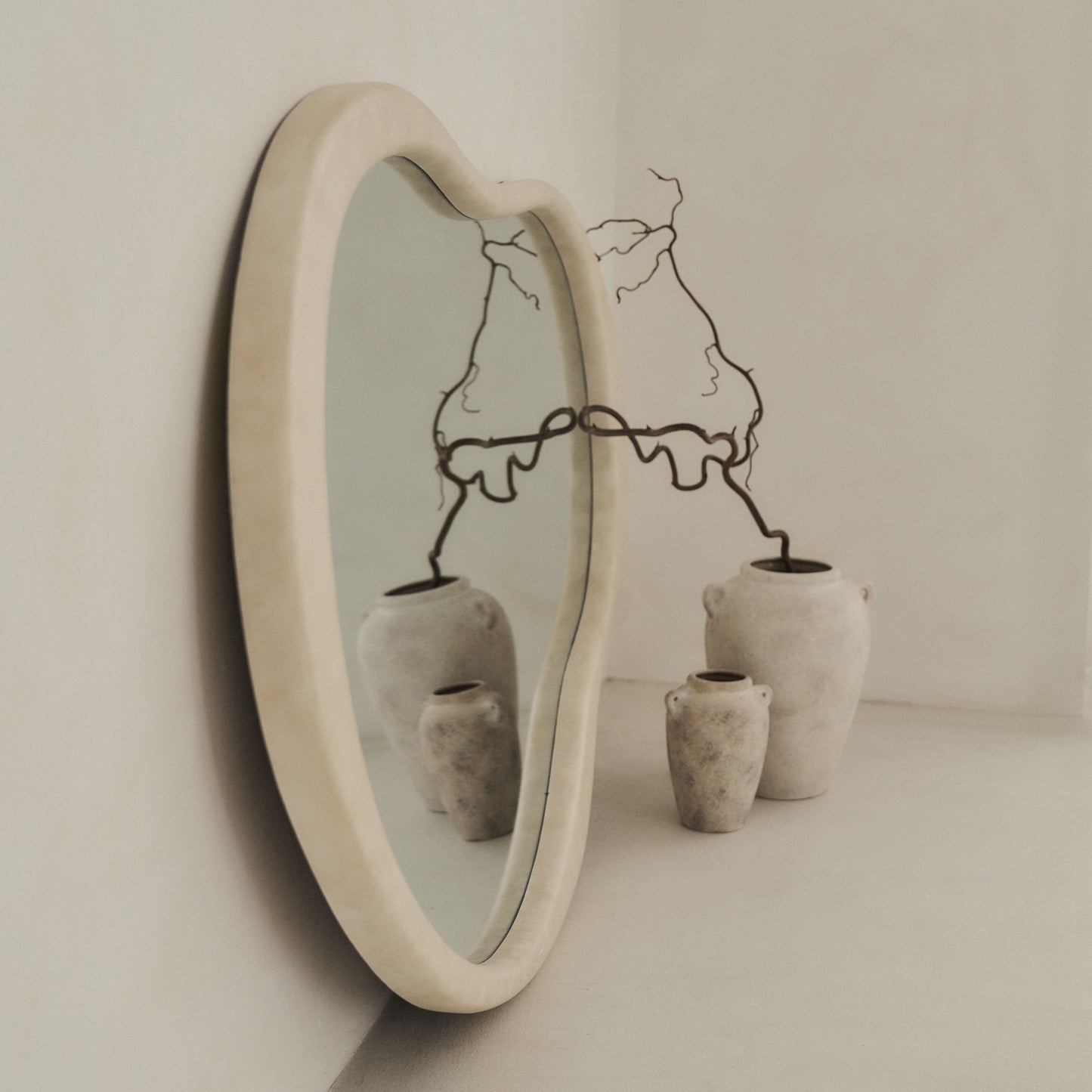 Arcurva - Large Overmantle Concrete Irregular Mirror 130cm x 80cm