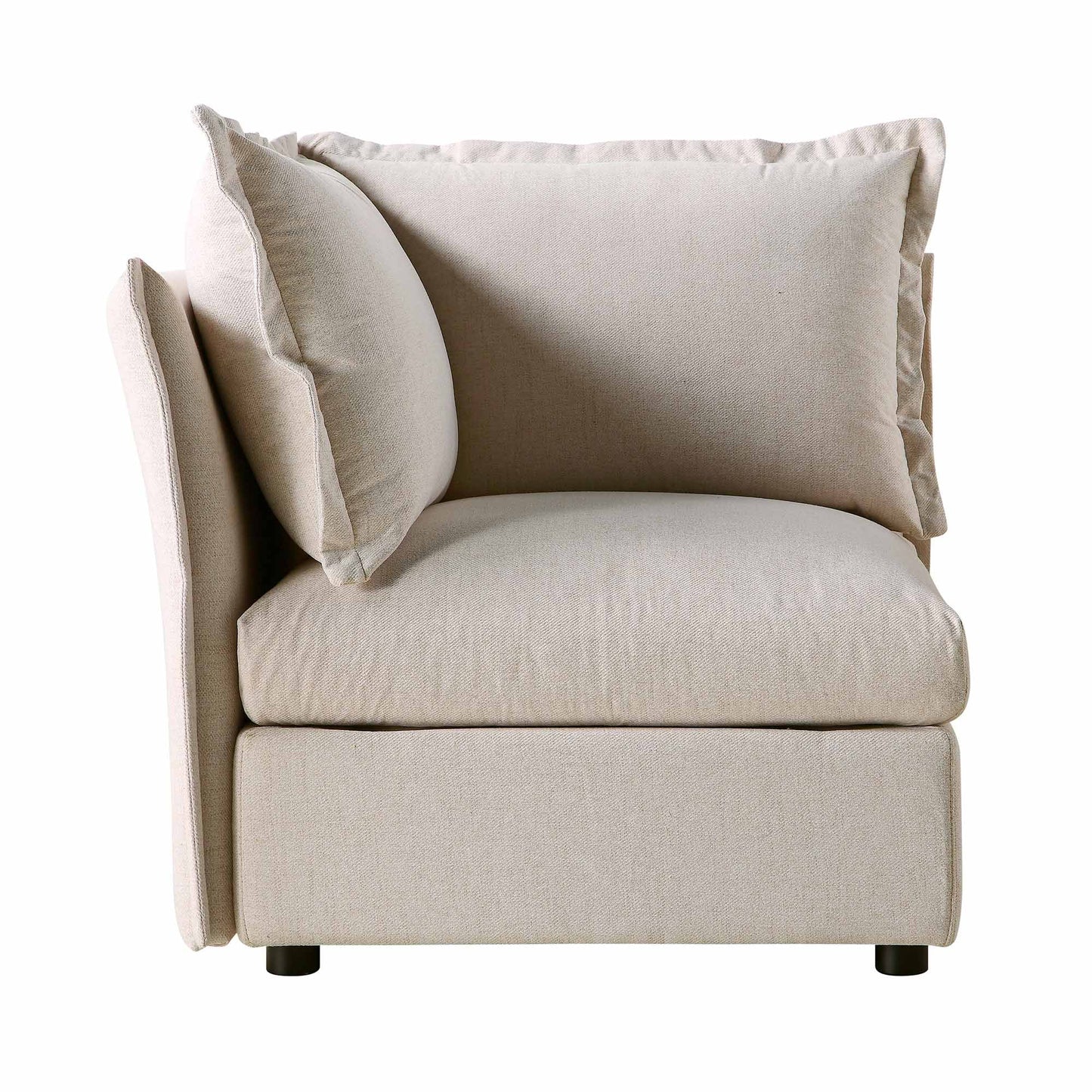 Byron Pillow Edge Beige Fabric Modular Sofa, 1-Seater Corner