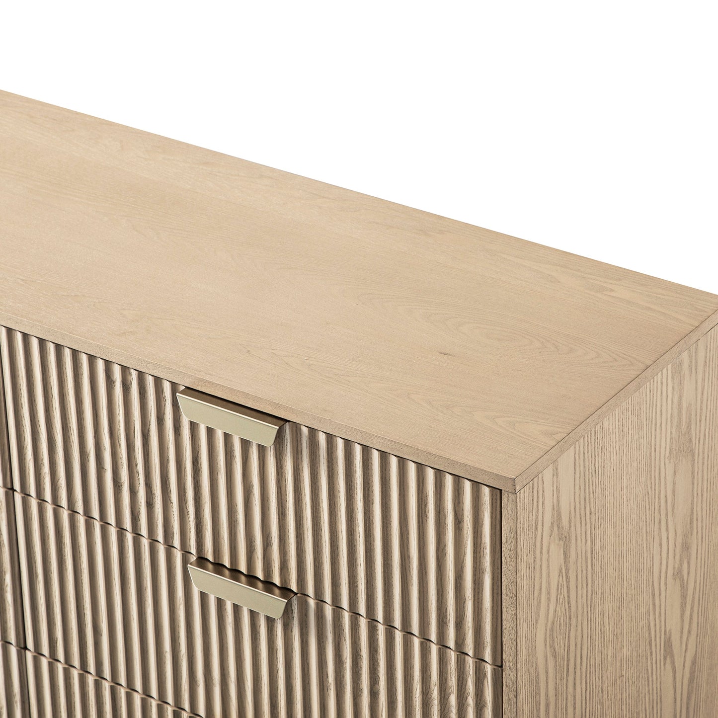 Richmond Ridged Wide Chest of 6 Drawers, Light Ash