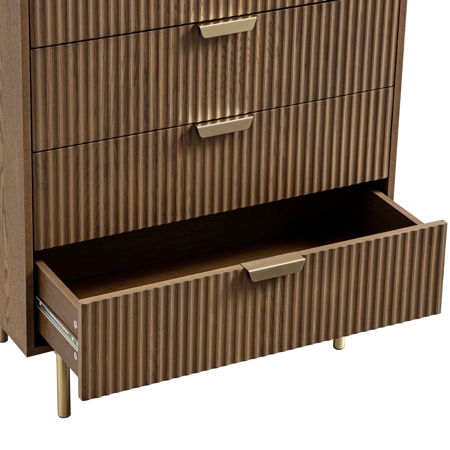 Richmond Ridged Chest of 5 Drawers, Dark Ash