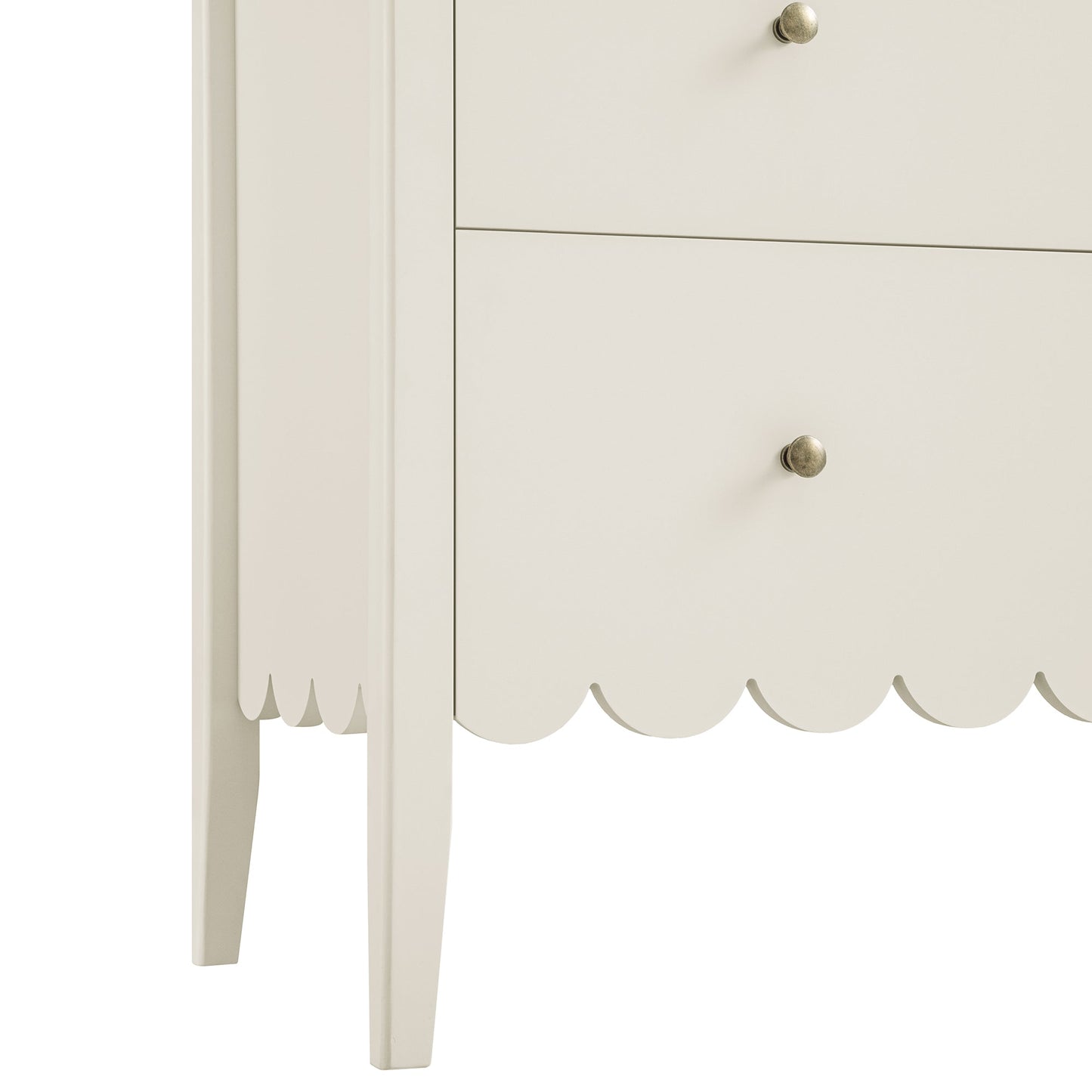 Henley Scalloped Edge 3 Drawer Chest, Light Sand