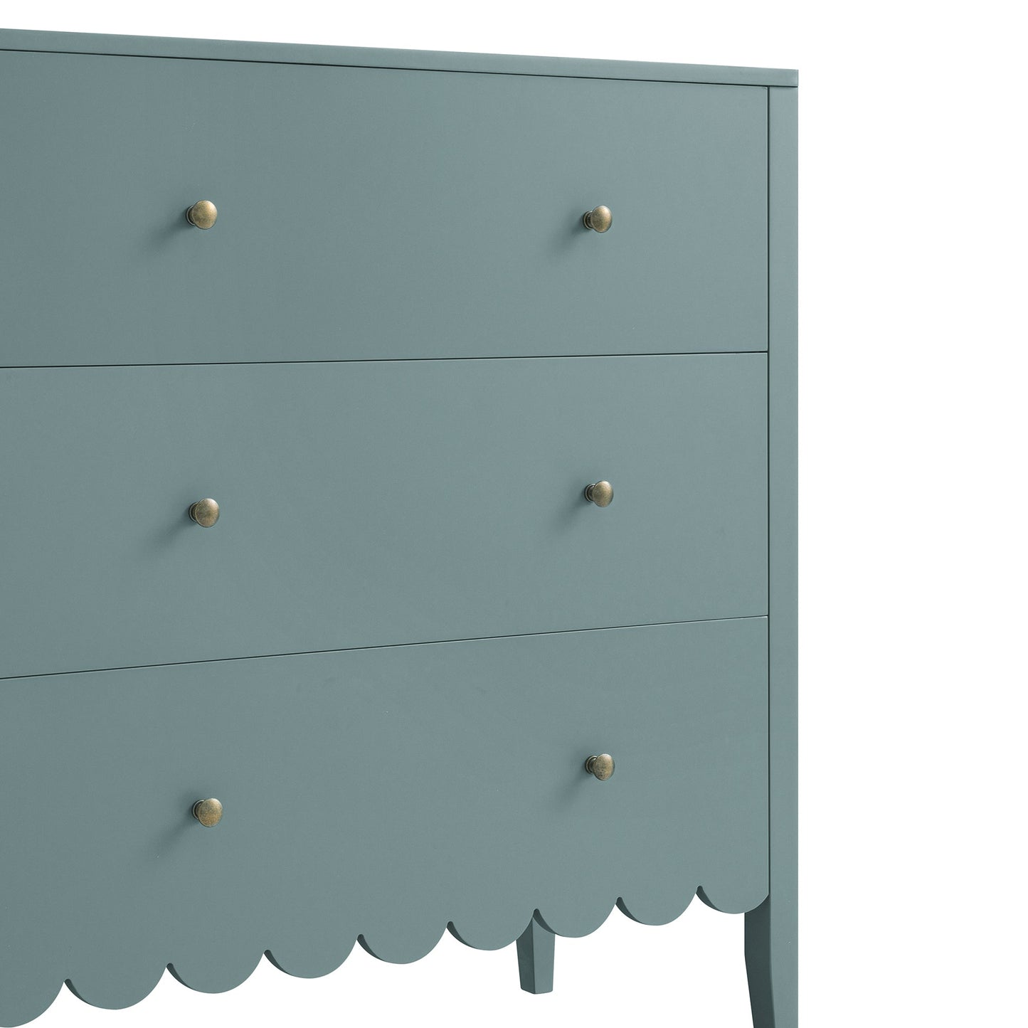 Henley Scalloped Edge 3 Drawer Chest, Blue Spruce