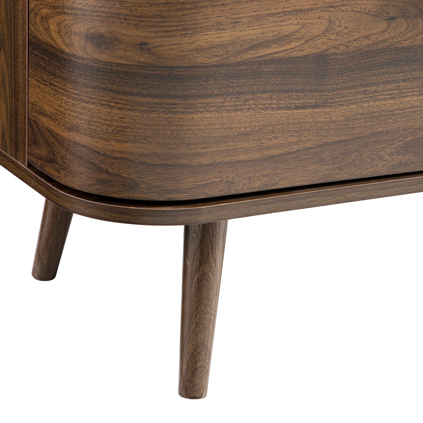 Izzy Curved Rattan 1-Drawer Small Sideboard, Walnut