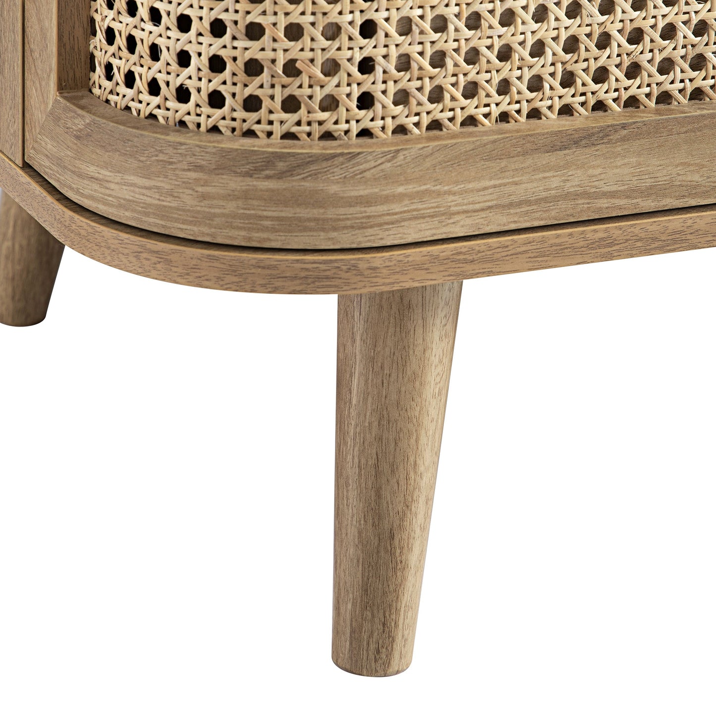 Izzy Curved Rattan Chest of 3 Drawers, Natural