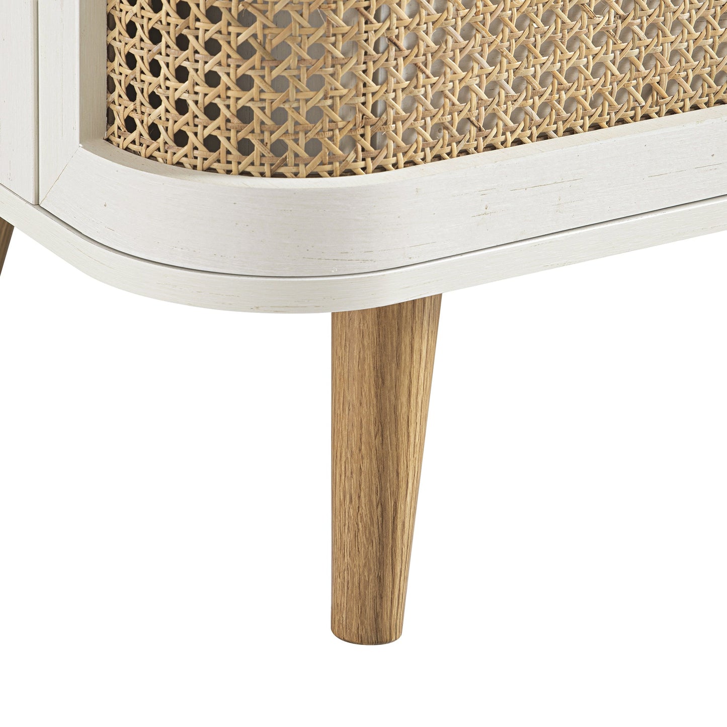 Izzy Curved Rattan Chest of 3 Drawers, White