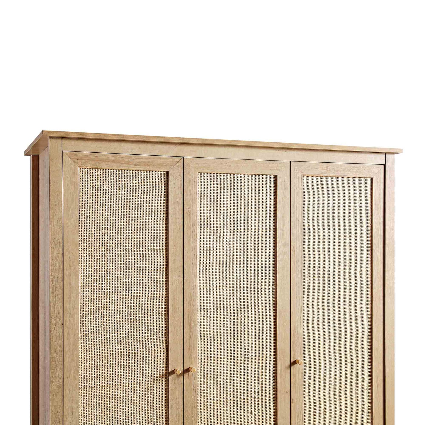 Frances Rattan Triple Wardrobe with 2 Drawers, Natural