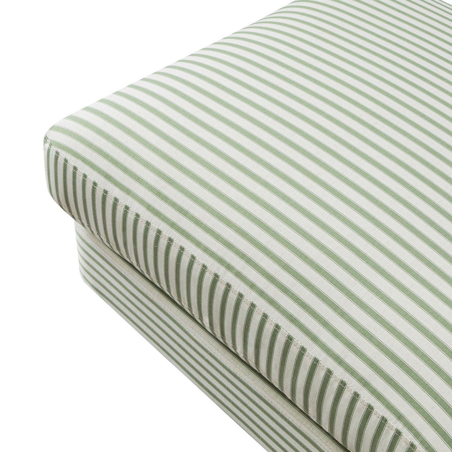Daphnis Green Striped Linen Blend Footstool