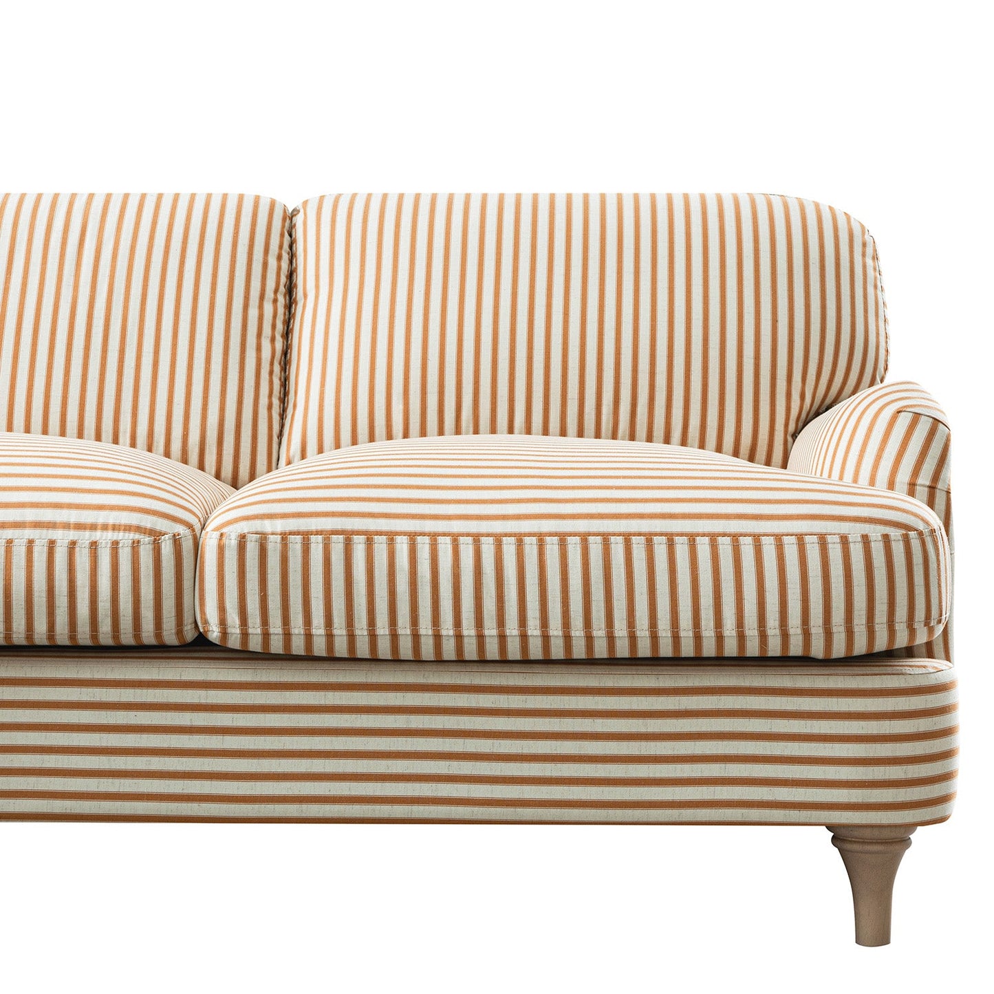 Daphnis Ochre Striped Linen Blend Sofa, Grande Chaise Sofa Left Hand Facing