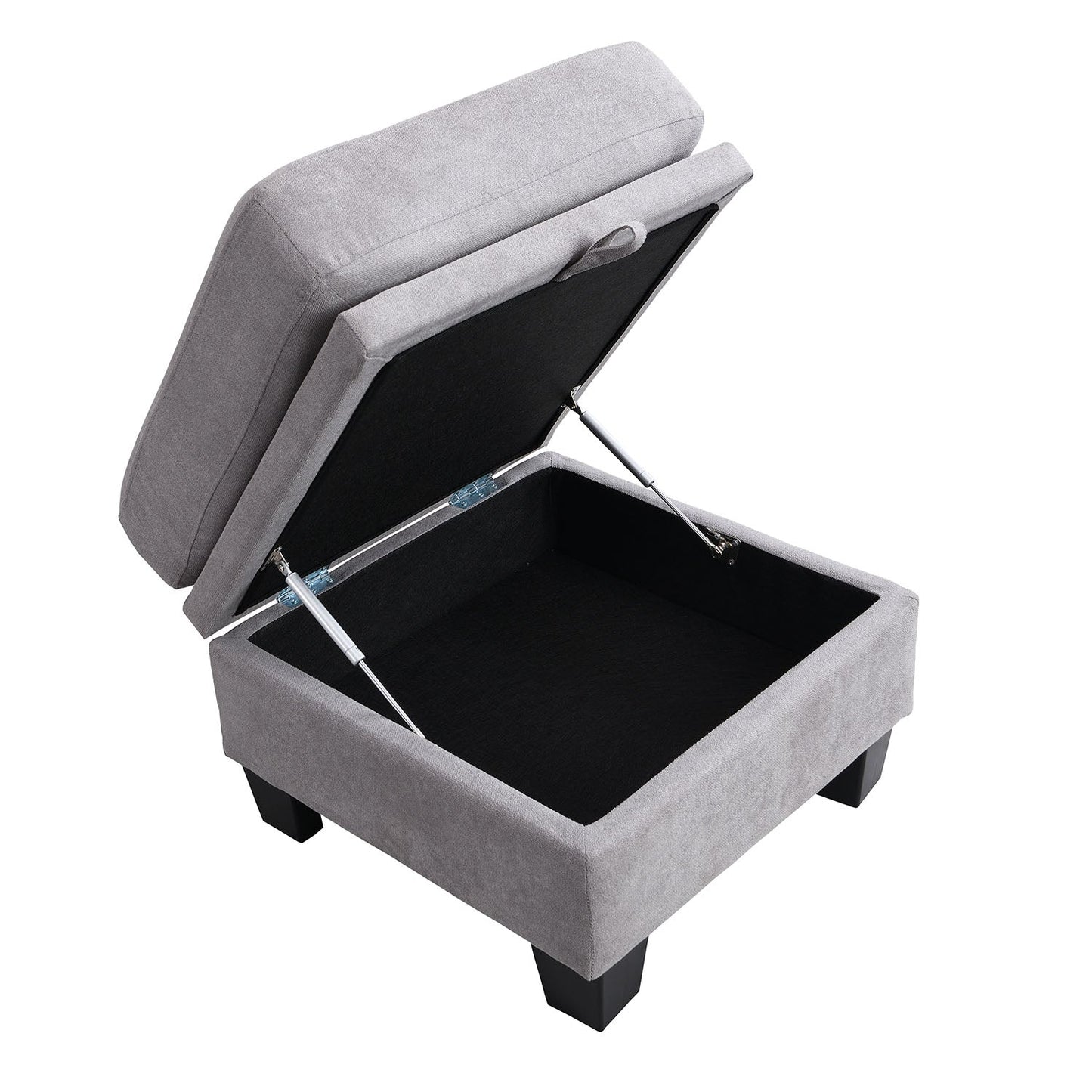 Brunswick Large 4-Seater Storage Chaise Sofa in Light Grey