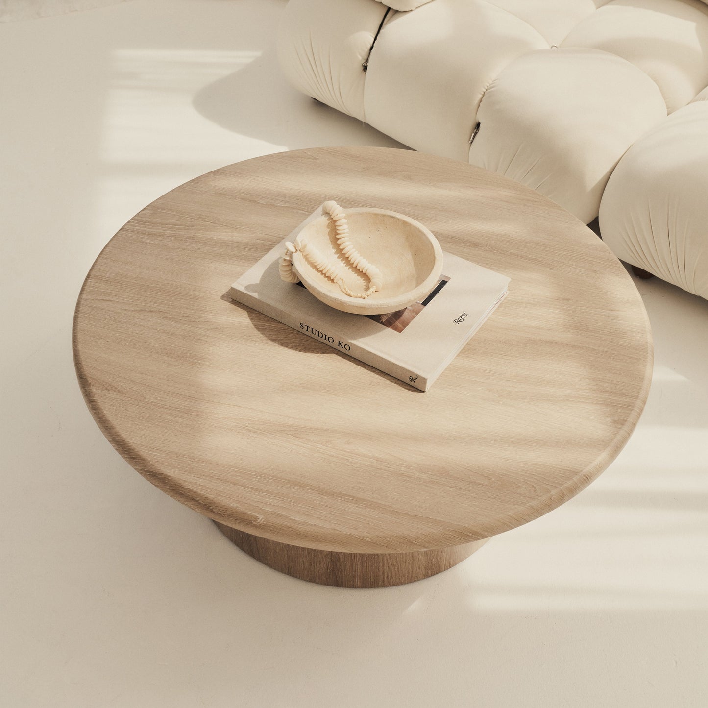 Madison - Large Washed Wood Round Wooden Coffee Table