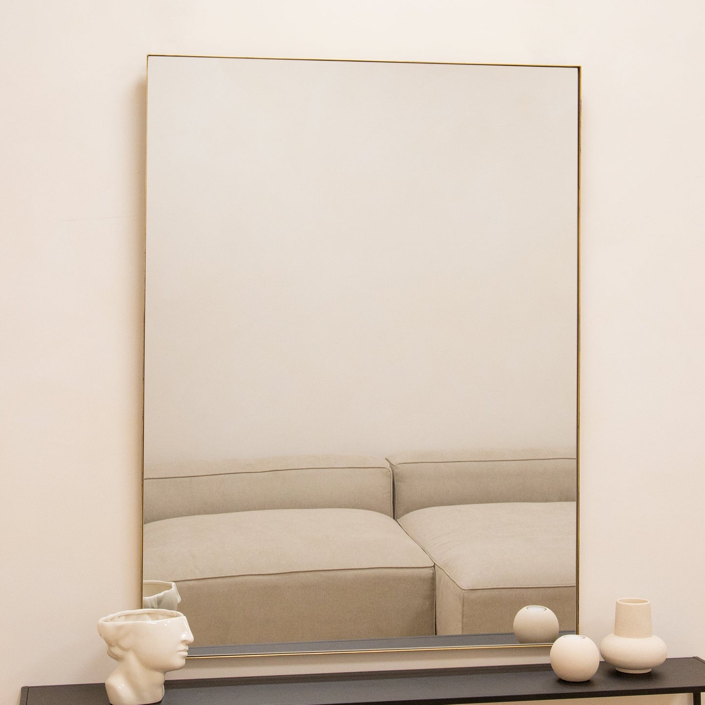 Theo - Gold Rectangular Metal Large Wall Mirror 120cm x 90cm