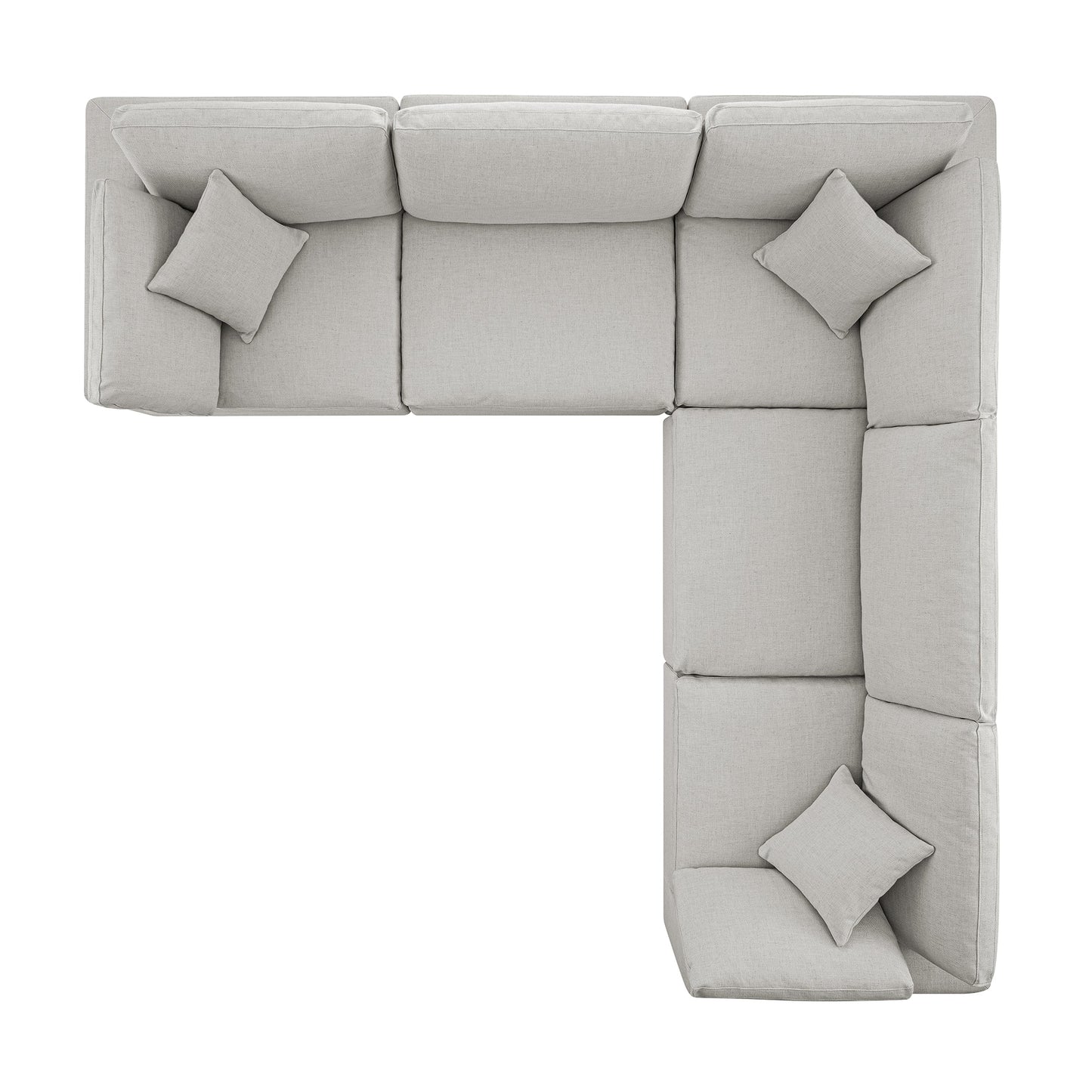 Lutyens Light Grey Linen Blend Modular Sofa, 5-Piece Corner Set