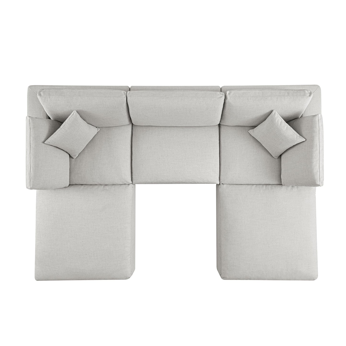 Lutyens Light Grey Linen Blend Modular Sofa, 5-Piece U-Shape Set