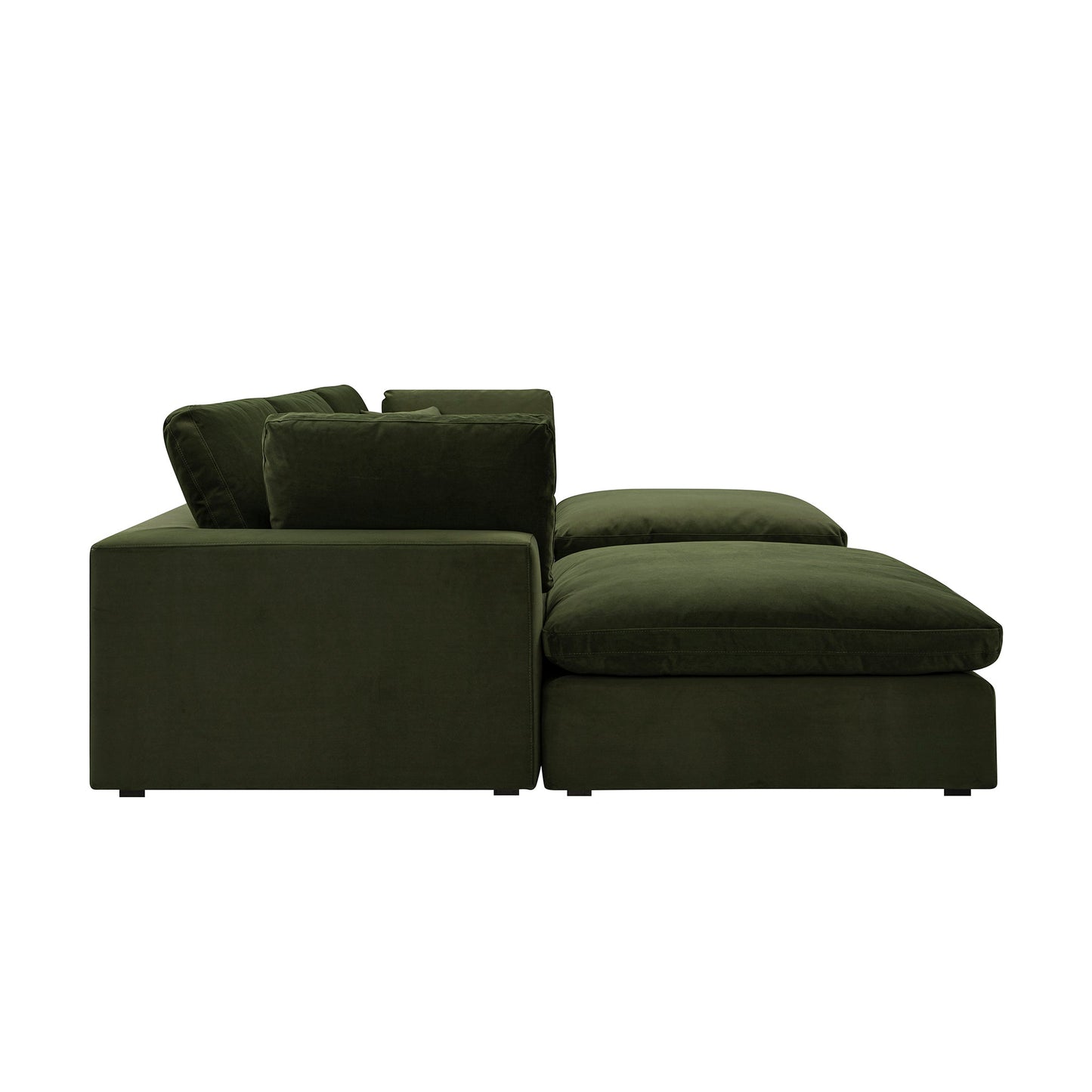 Lutyens Moss Green Velvet Modular Sofa, 5-Piece U-Shape Set