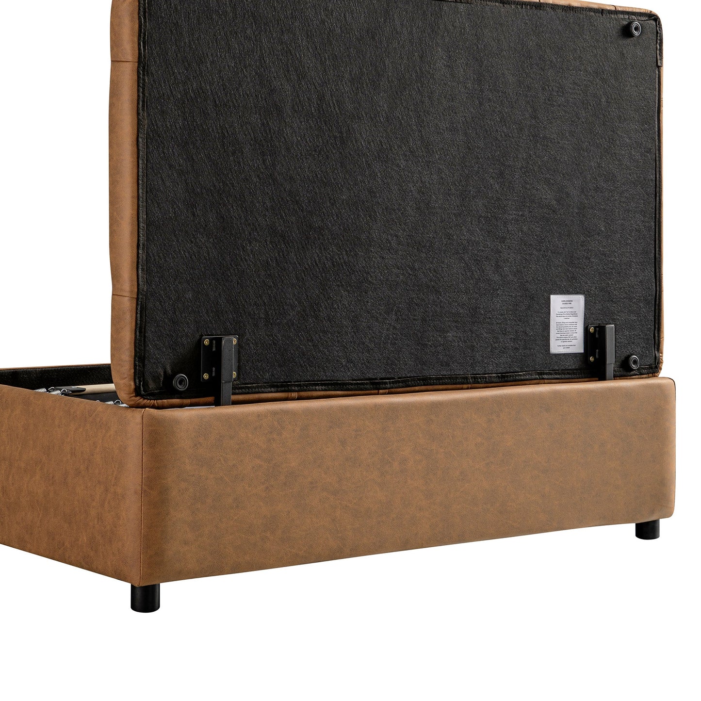 Portland Small Double Buttoned Fold-Out Bed in Ottoman, Tan Faux Suede