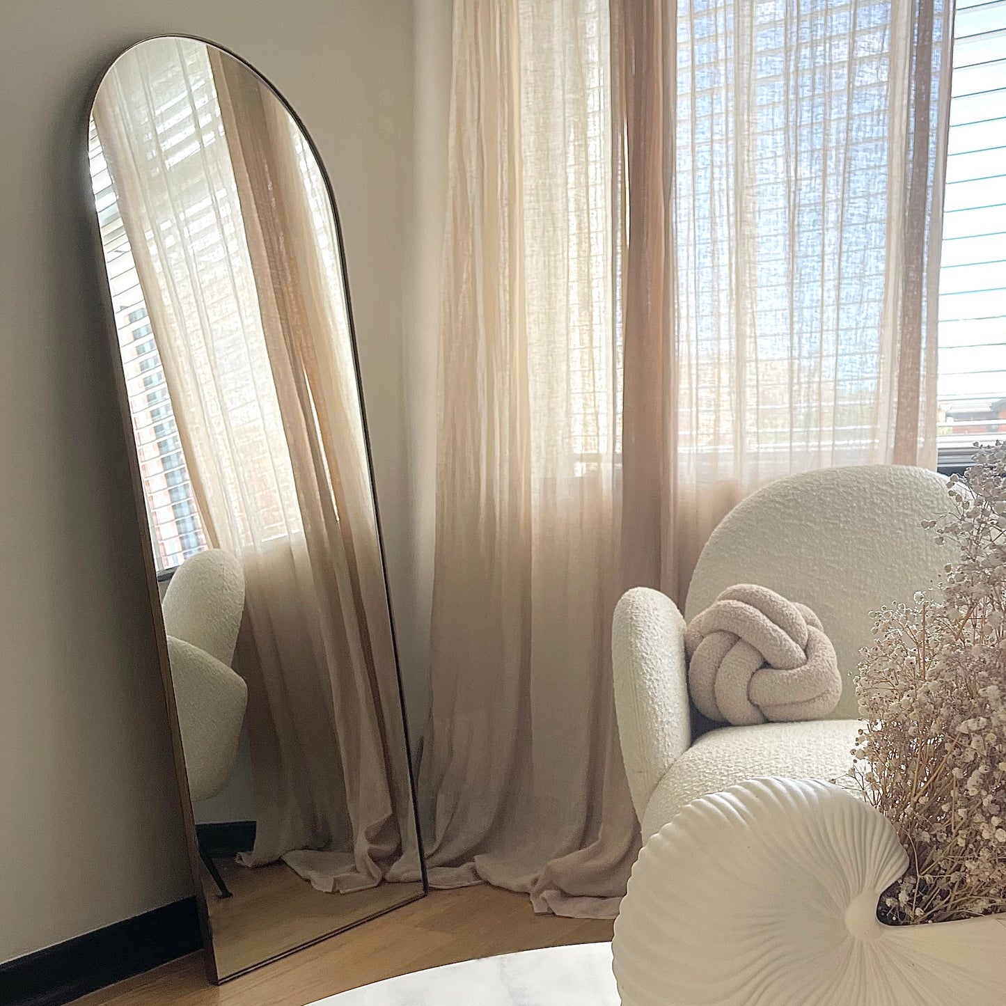 Theo - Full Length Gold Arched Large Metal Mirror 160cm x 50cm