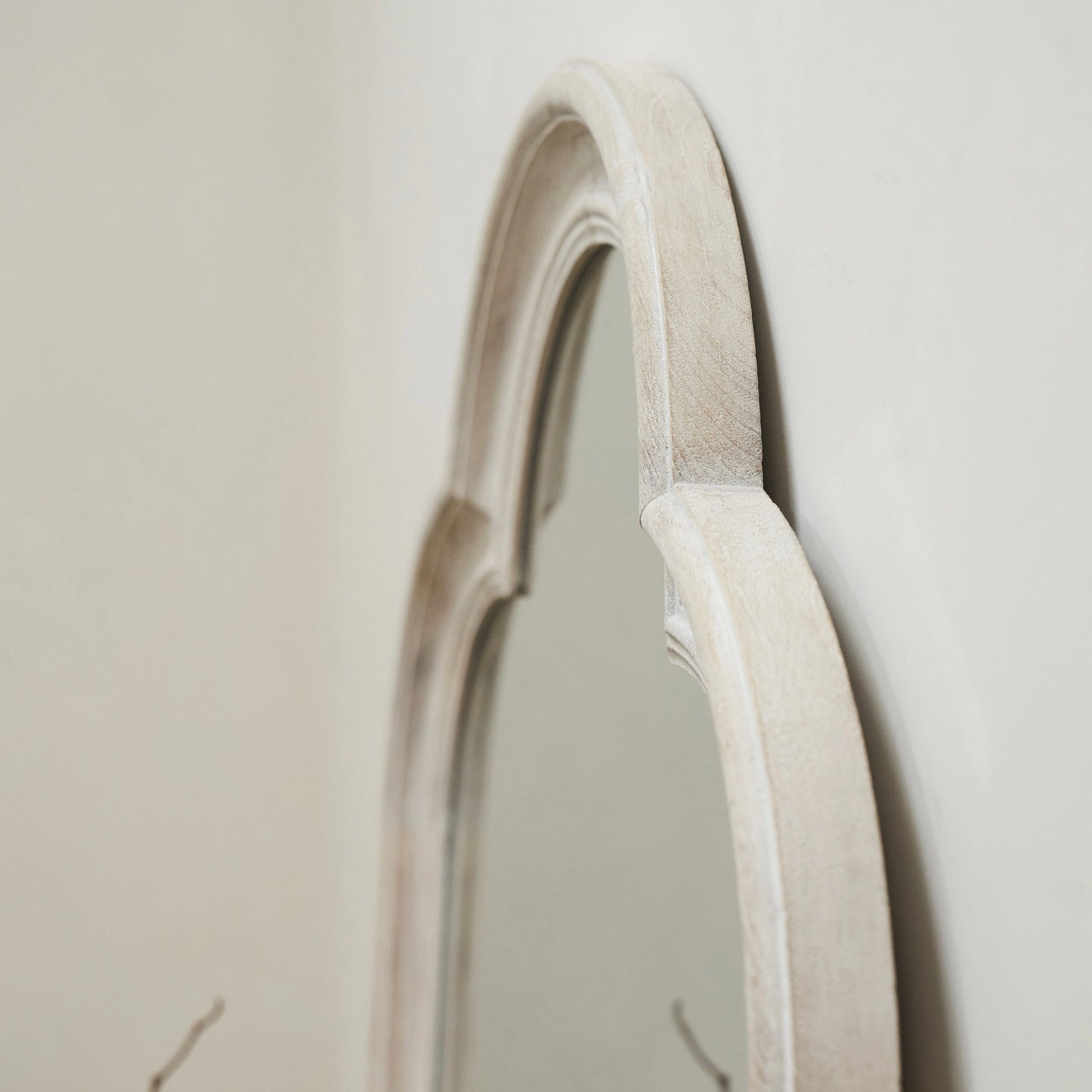 Melilla - White Washed Wood Arched Full Length Mirror 190cm x 99cm