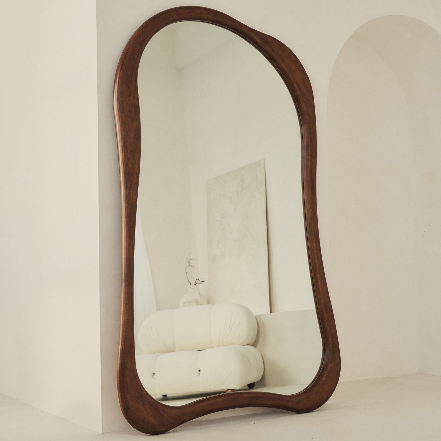 Arcurva - Extra Large Full Length Dark Wood Irregular Mirror 190cm x 120cm