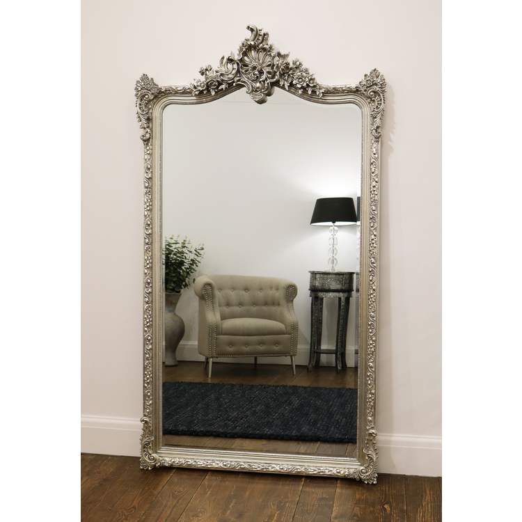 Francesca - Silver Arched Ornate Full Length Mirror 185cm x 100cm