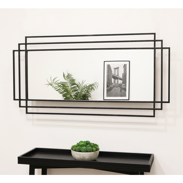 Amalfi - Large Black Rectangular Metal Mirror 140cm x 70cm