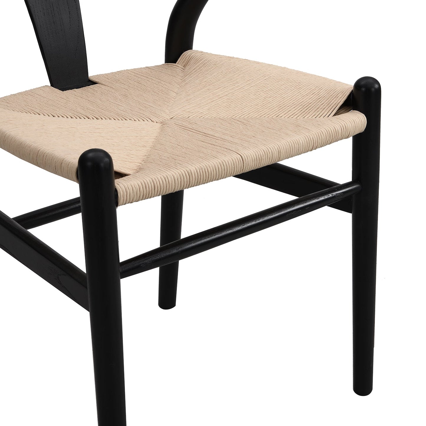 Hansel Wooden Natural Weave Dining Chair, Black Colour Frame