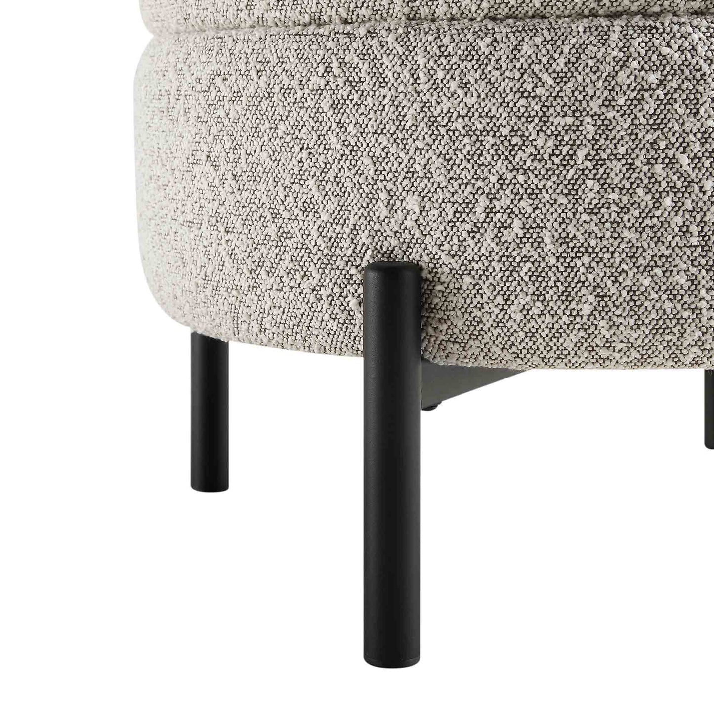 Amboise Round Storage Pouffe, Mist Grey Boucle