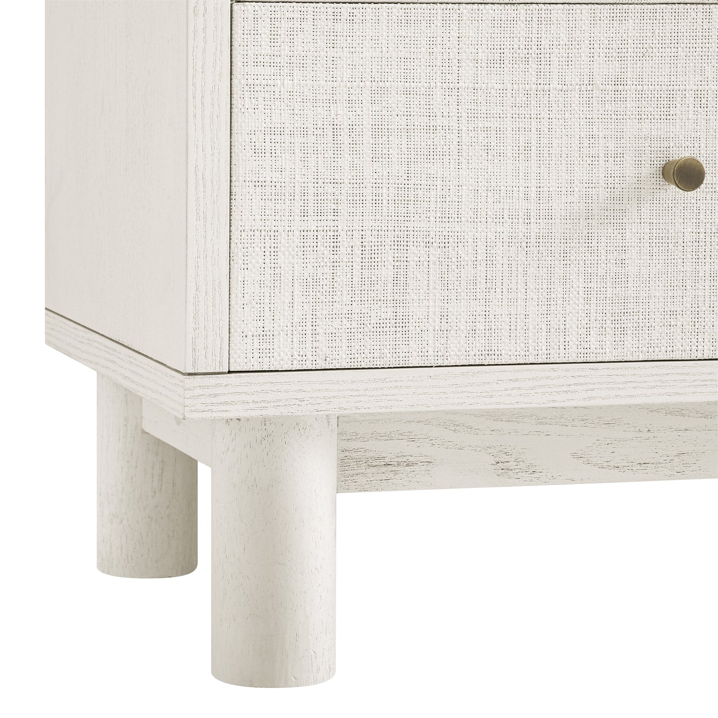 Maude 9 Drawer Chest, Washed White Ash with Raffia