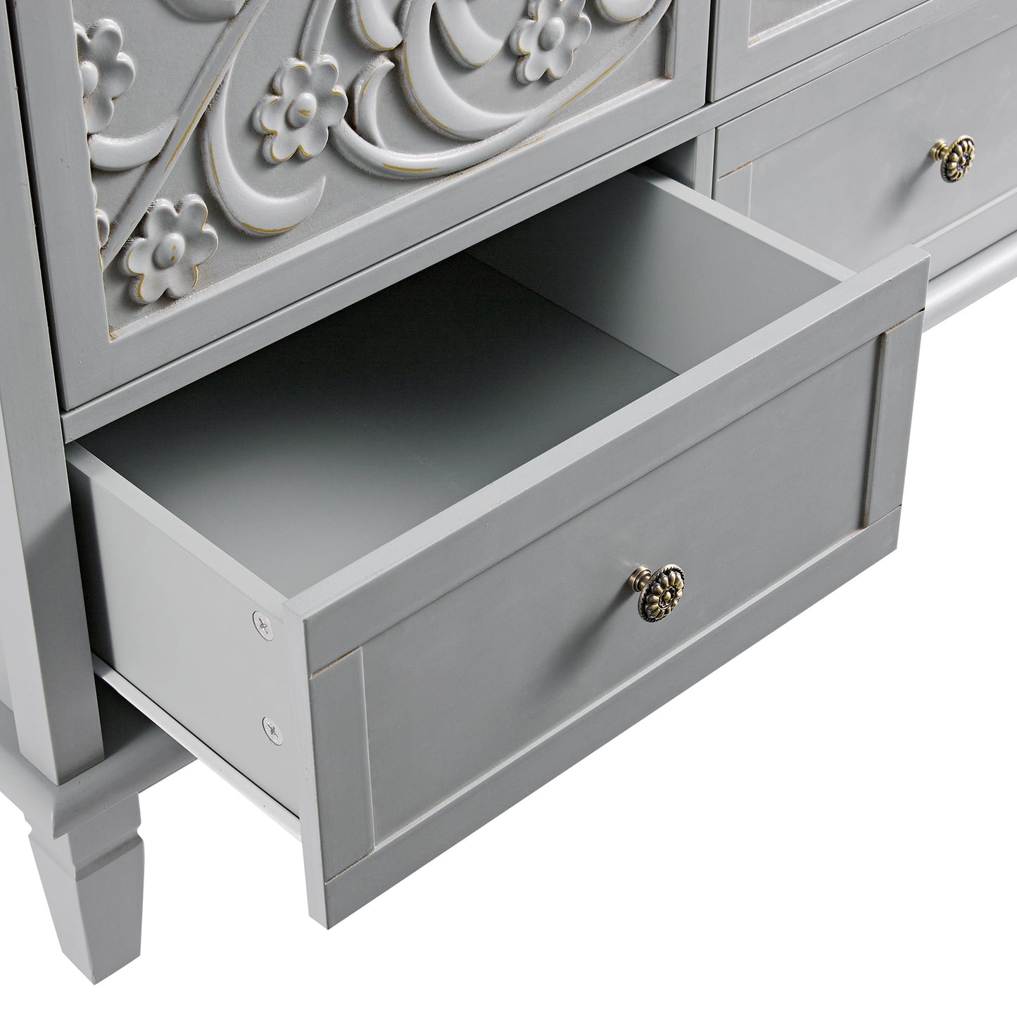 Chantilly Mid Grey Carved Double Wardrobe