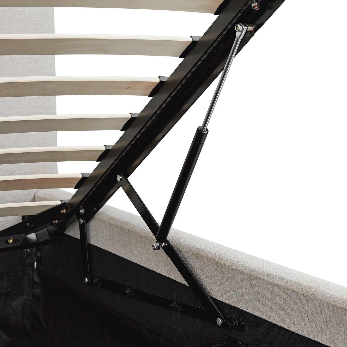 Egerton Box-Pleat Ottoman Storage Bed, Oatmeal Brushed Fabric