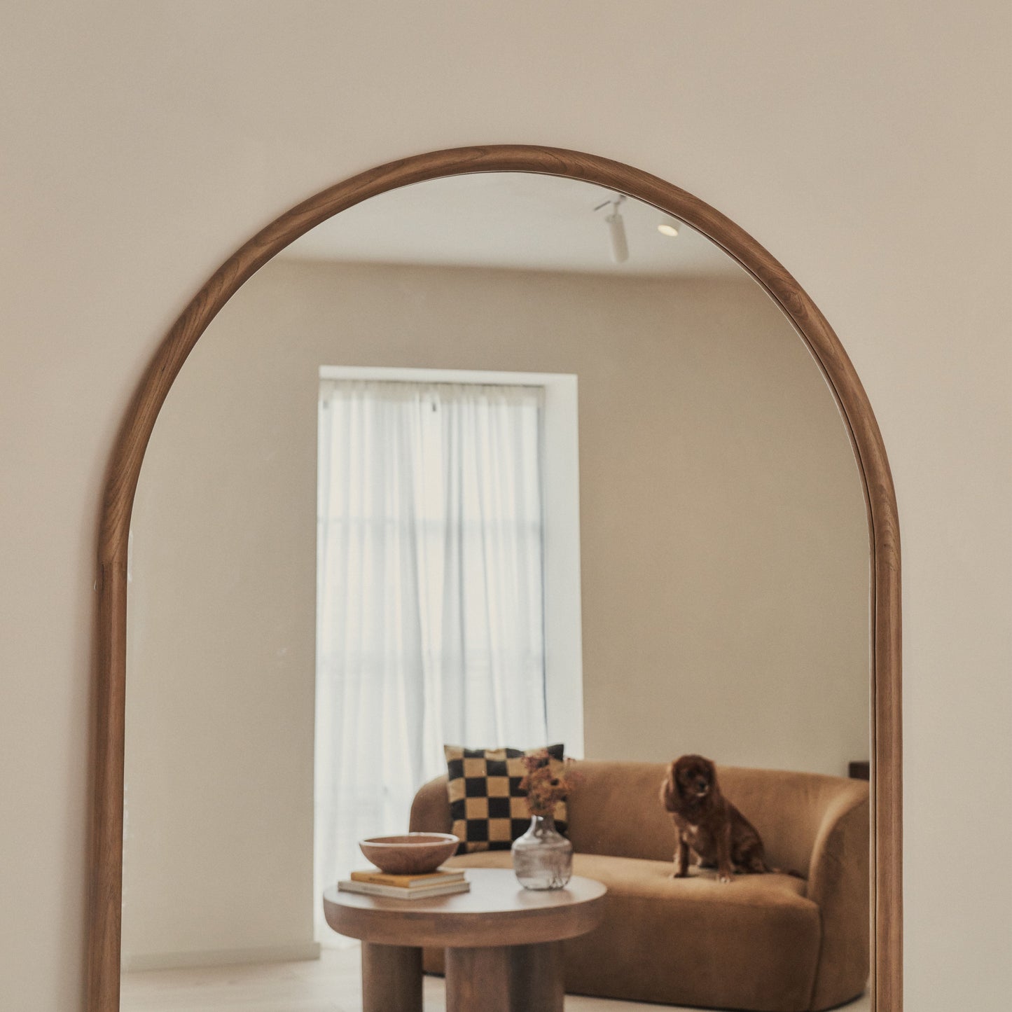 Amora - Full Length Extra Large Arched Warm Wood Mirror 200cm x 120cm