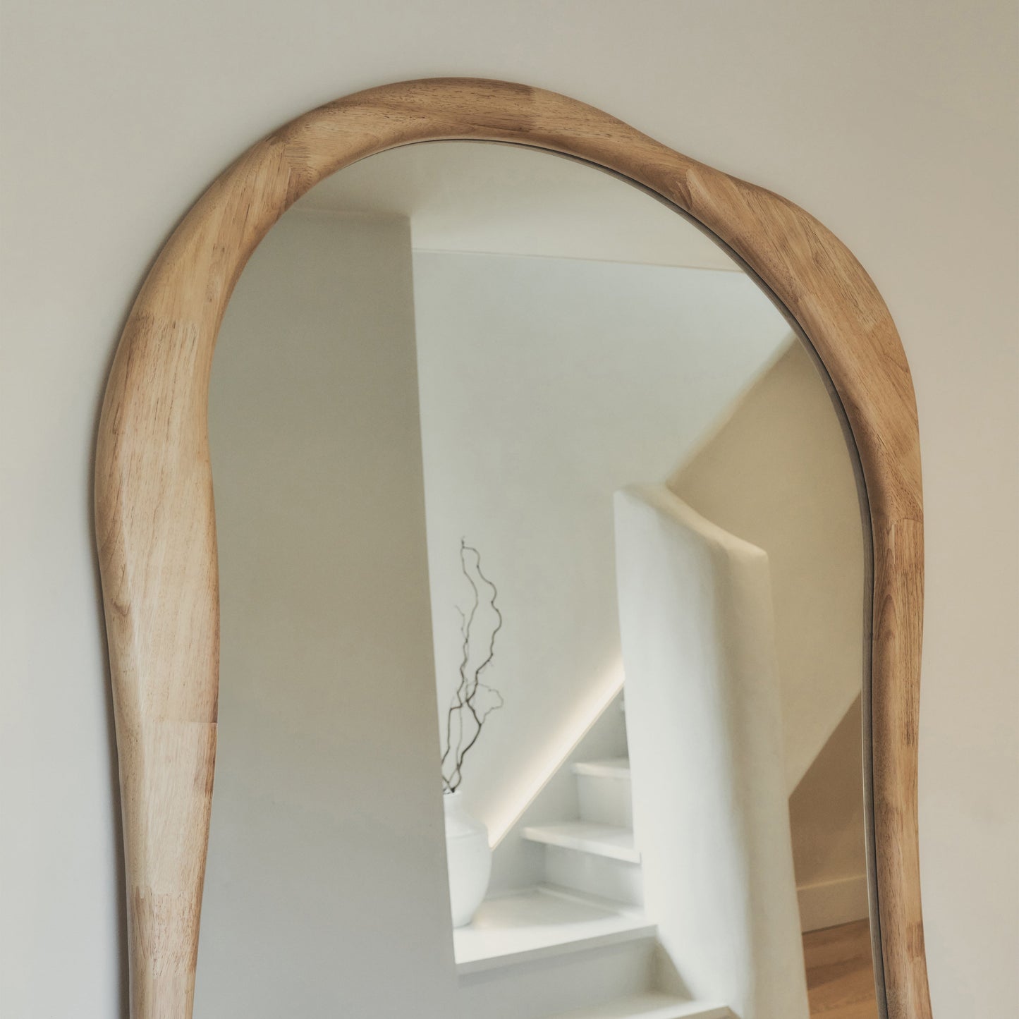 Arcurva - Extra Large Full Length Light Wood Irregular Mirror 190cm x 120cm