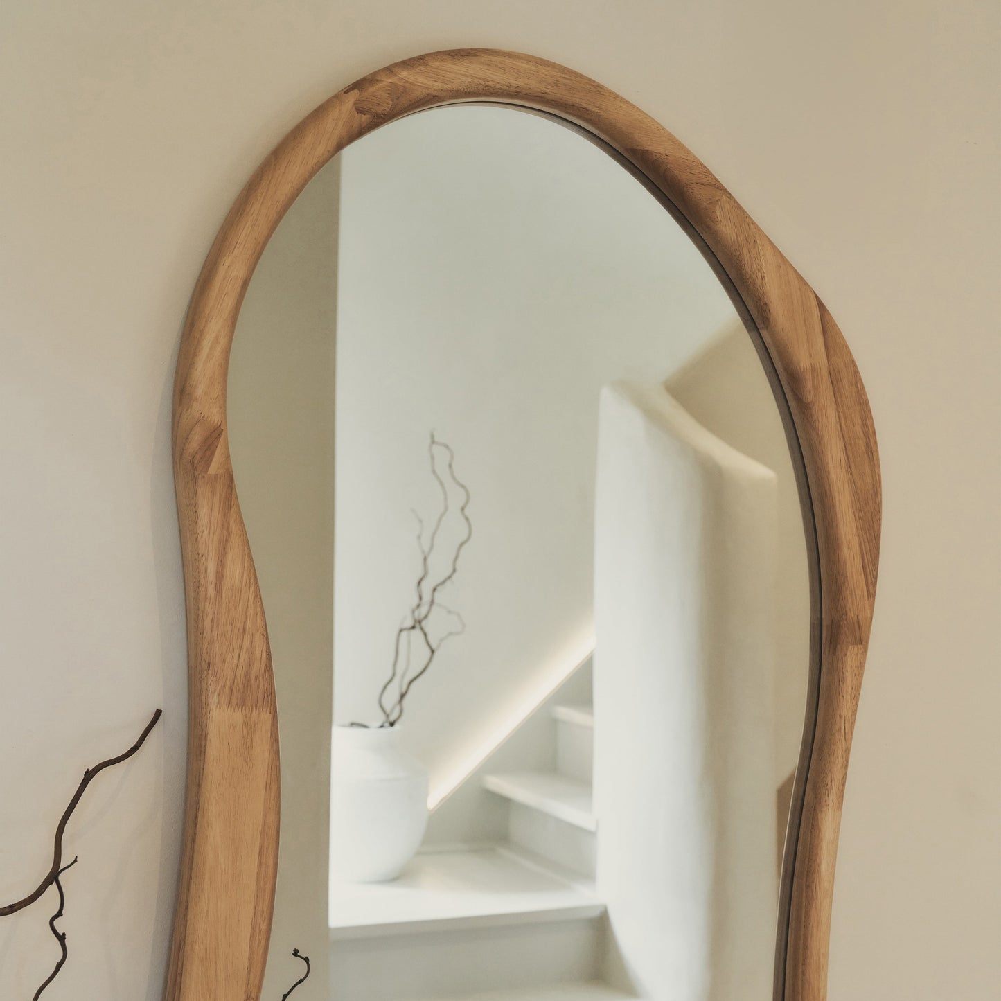 Arcurva - Large Full Length Light Wood Irregular Mirror 170cm x 85cm