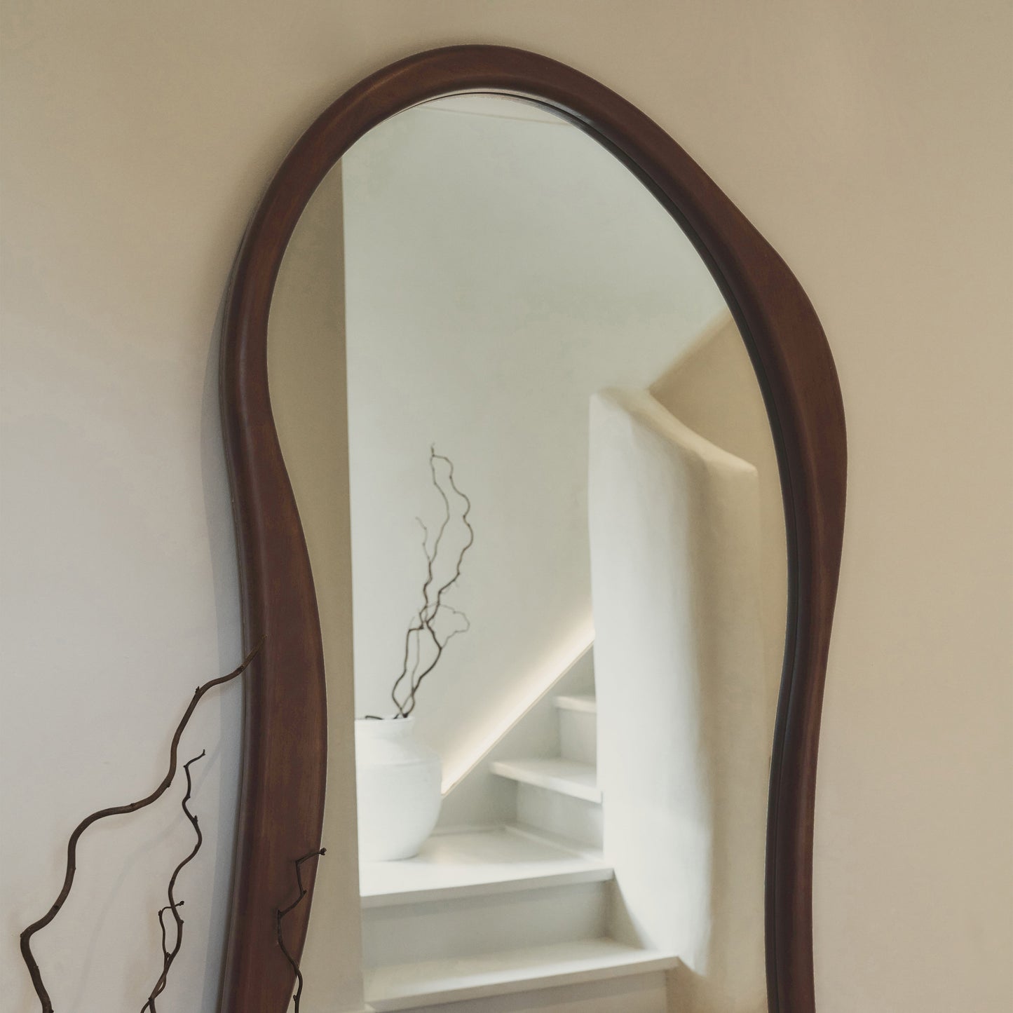 Arcurva - Large Full Length Dark Wood Irregular Mirror 170cm x 85cm