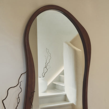 Arcurva - Large Full Length Dark Wood Irregular Mirror 170cm x 85cm
