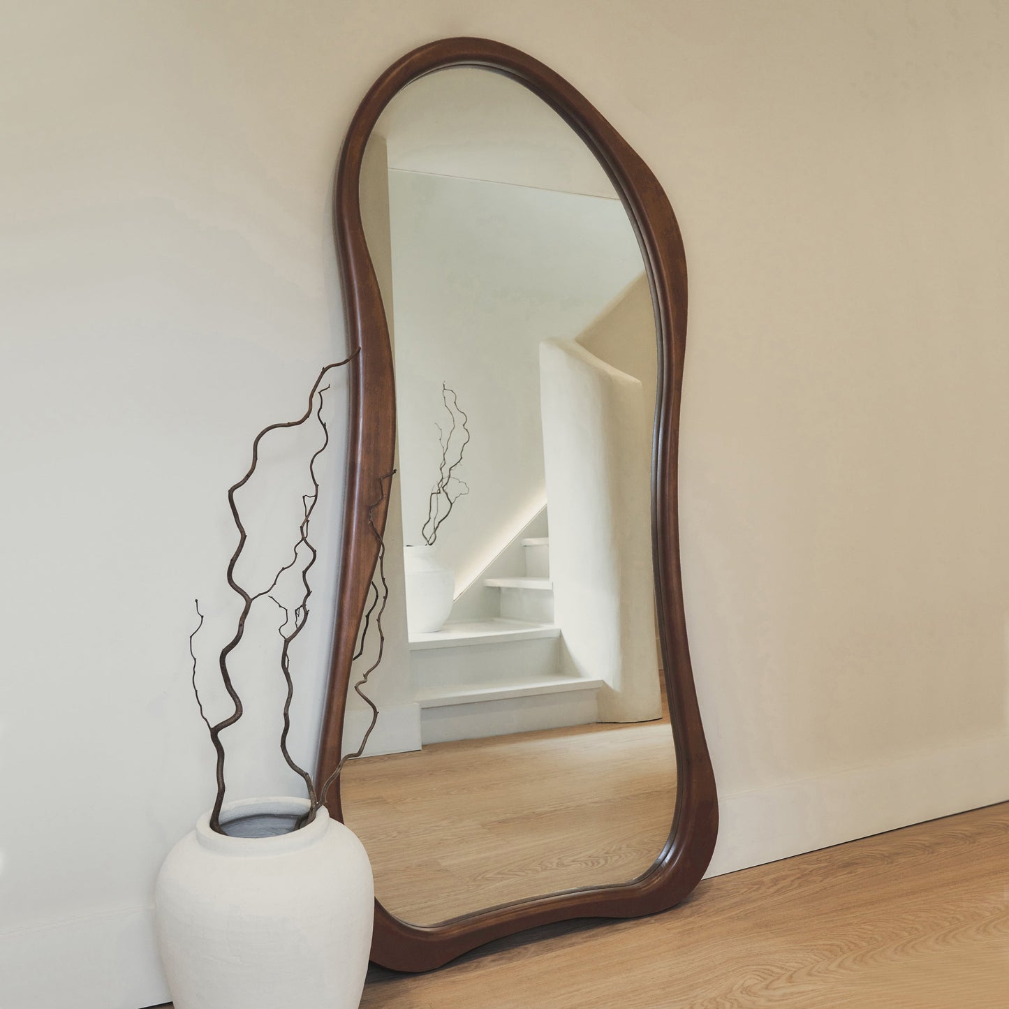 Arcurva - Large Full Length Dark Wood Irregular Mirror 170cm x 85cm
