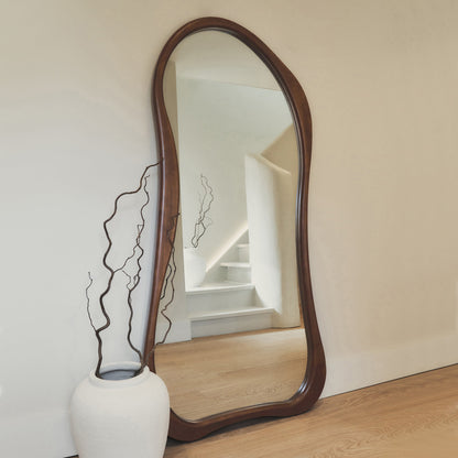 Arcurva - Large Full Length Dark Wood Irregular Mirror 170cm x 85cm