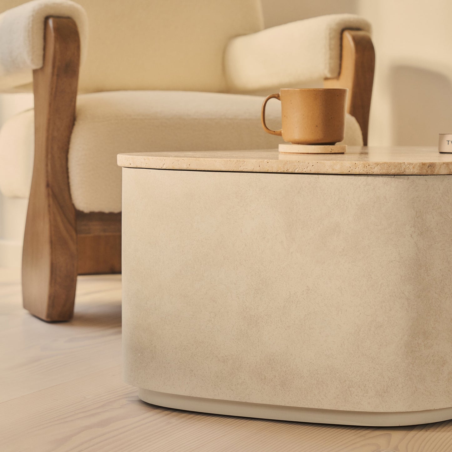 Arlo - Beige Travertine Irregular Concrete Premium Coffee Table