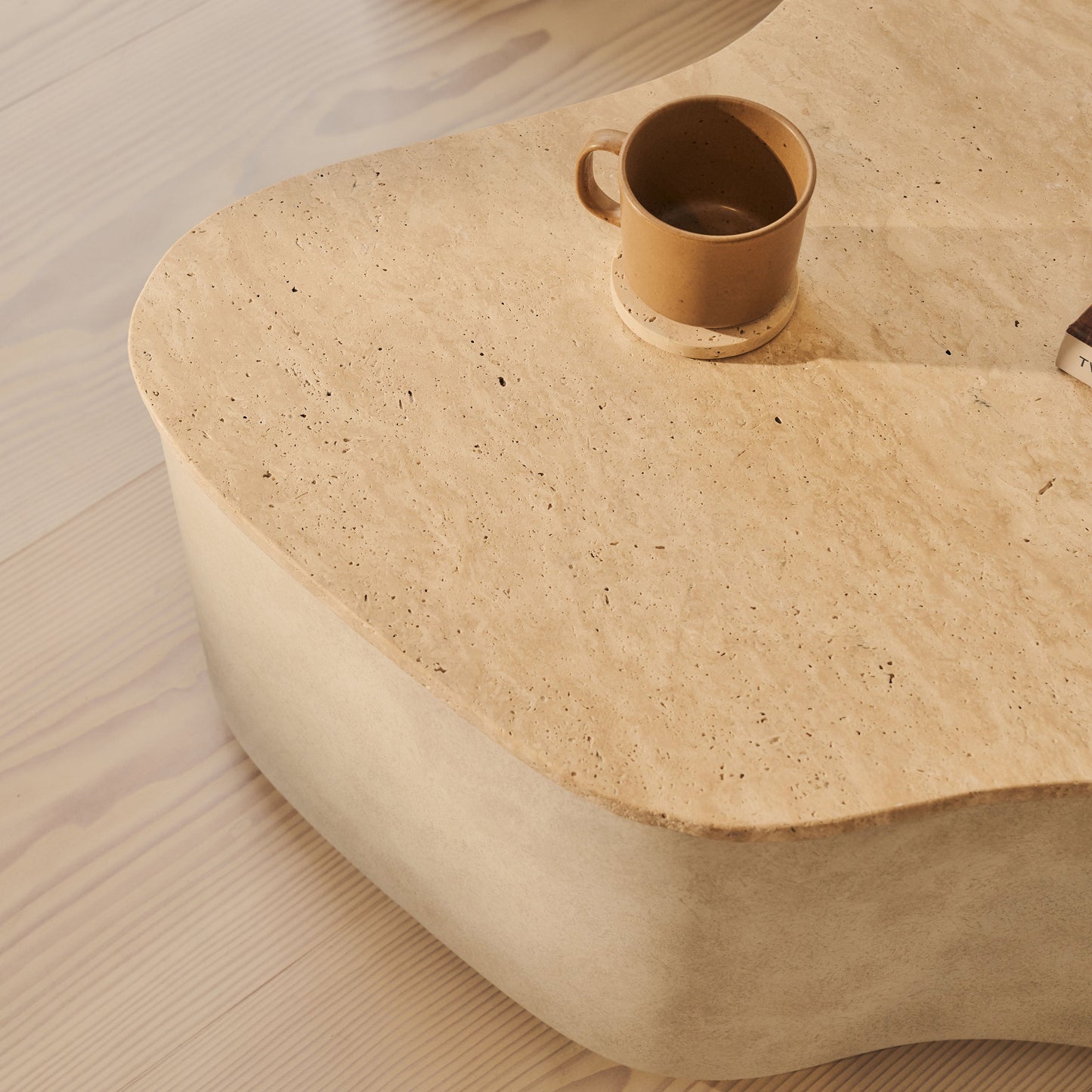 Arlo - Beige Travertine Irregular Concrete Premium Coffee Table