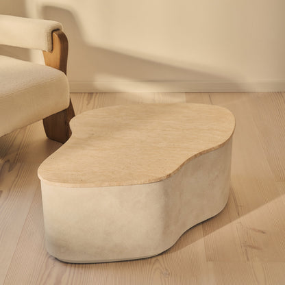 Arlo - Beige Travertine Irregular Concrete Premium Coffee Table
