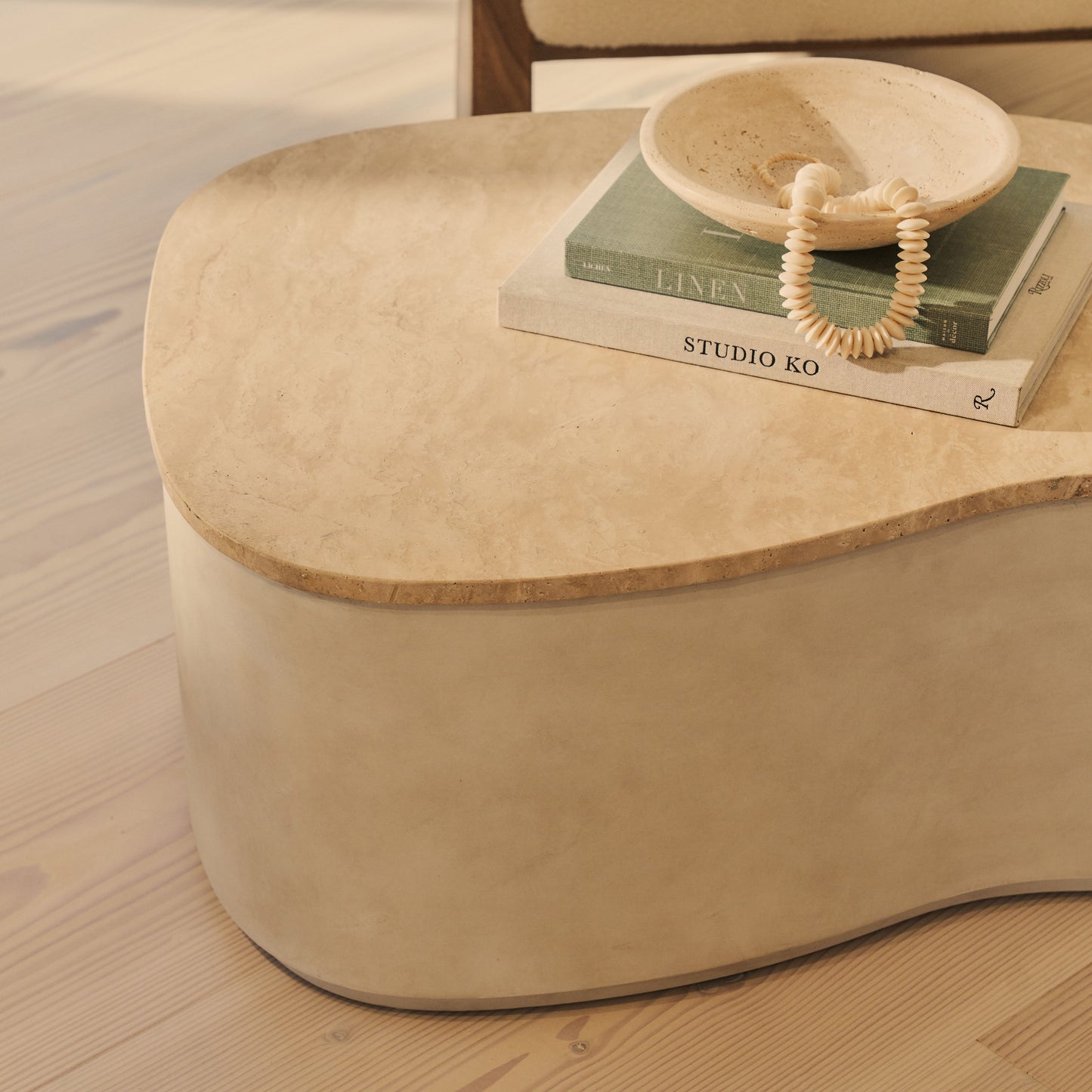 Arlo - Beige Travertine Irregular Concrete Premium Extra Large Coffee Table