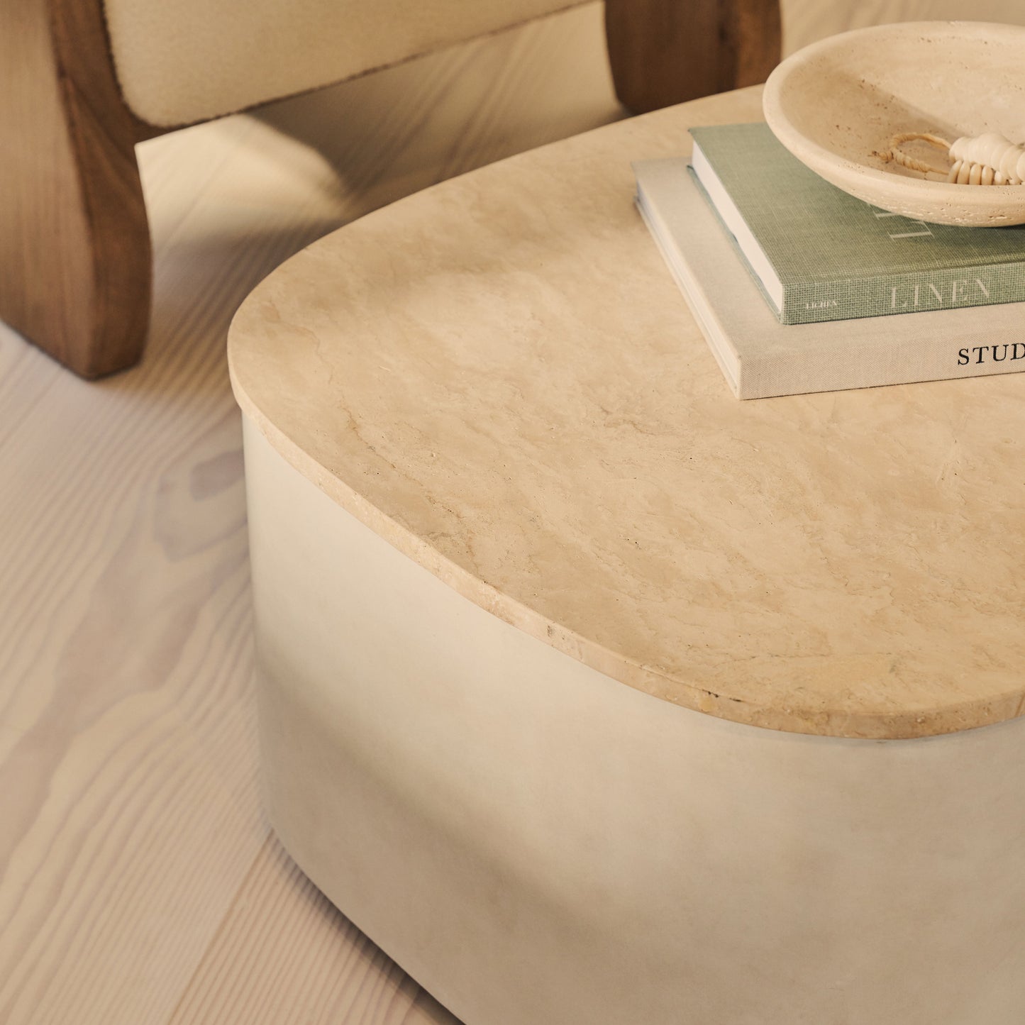 Arlo - Beige Travertine Irregular Concrete Premium Extra Large Coffee Table