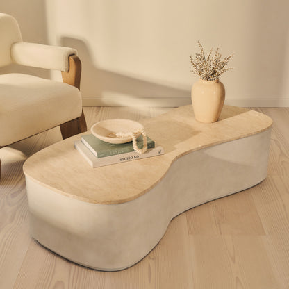 Arlo - Beige Travertine Irregular Concrete Premium Extra Large Coffee Table