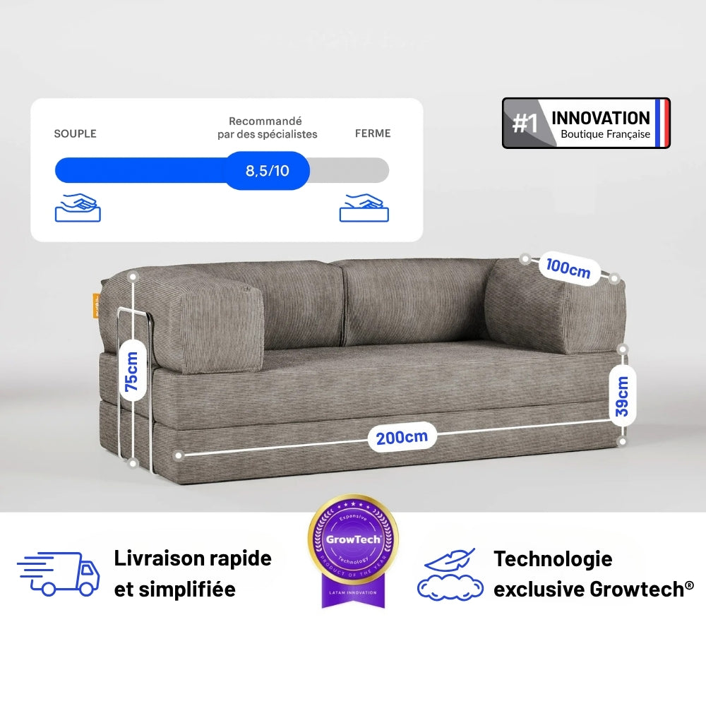 Nubo Compact Brown Canape Sofa - Compressed for Easy Shipping