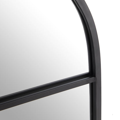 Portobello Arched Full Length Metal Frame Window Mirror 180 x 140 cm, Black