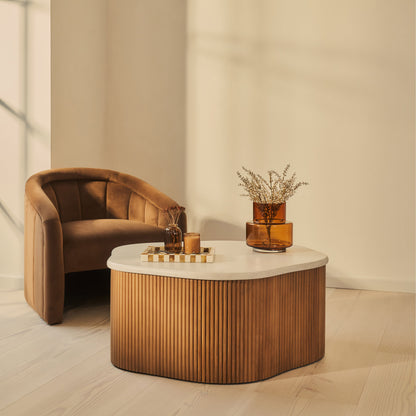 Cove - Warm Wood Ribbed Irregular Coffee Table