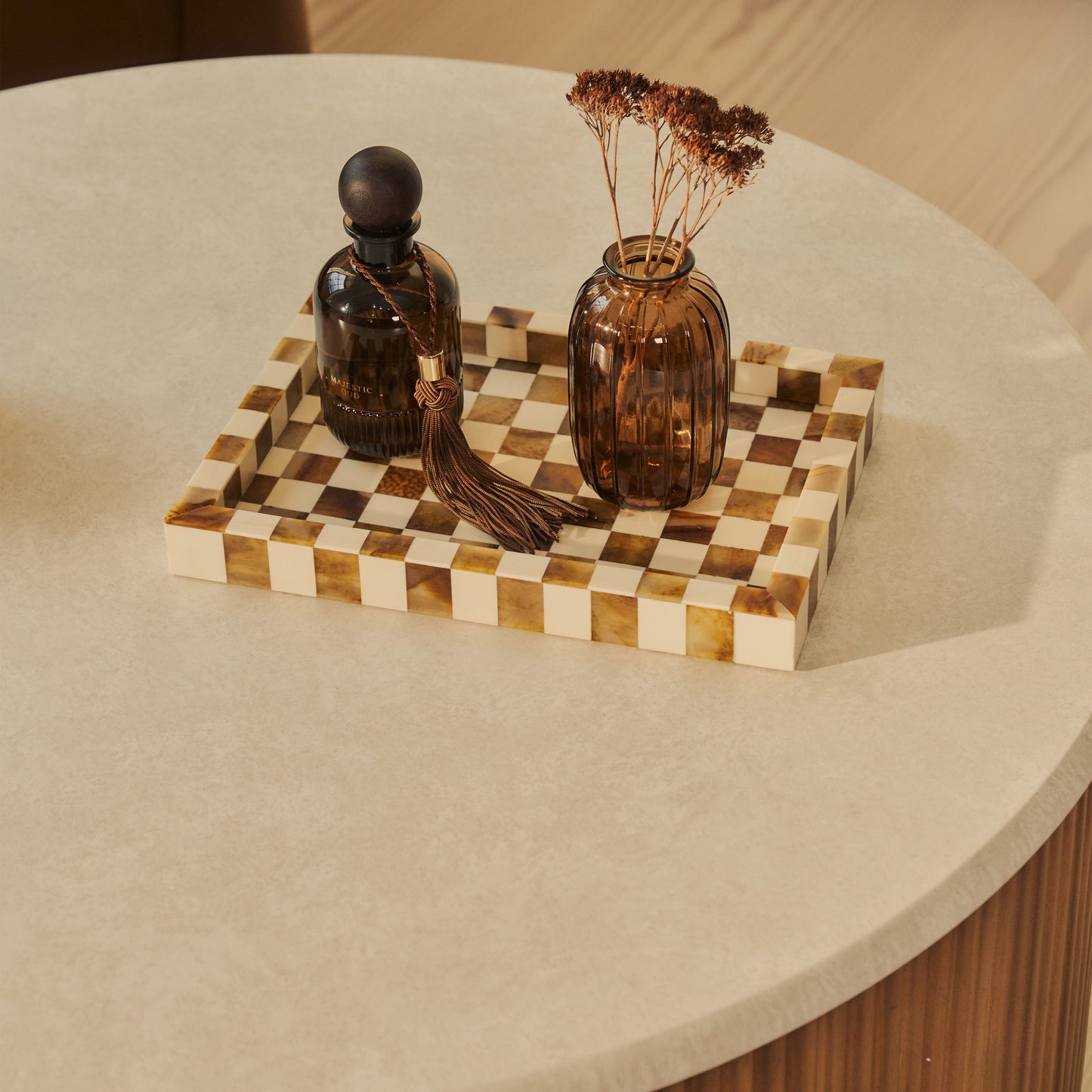 Cove - Warm Wood Ribbed Round Coffee Table