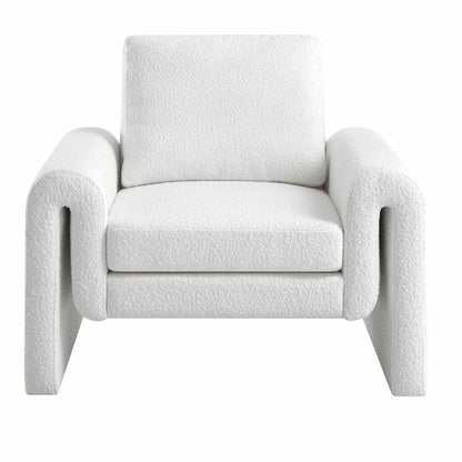 Hampstead White Boucle Curved Armchair