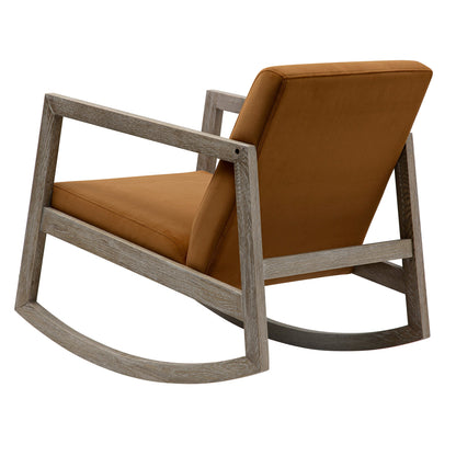 Fyne Cinnamon Velvet Rocking Weathered Oak Armchair