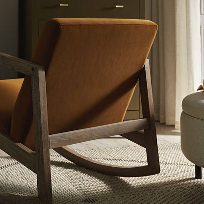 Fyne Cinnamon Velvet Rocking Weathered Oak Armchair